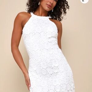 Lulu's Love Poem Ivory Lace Mini Dress NWT